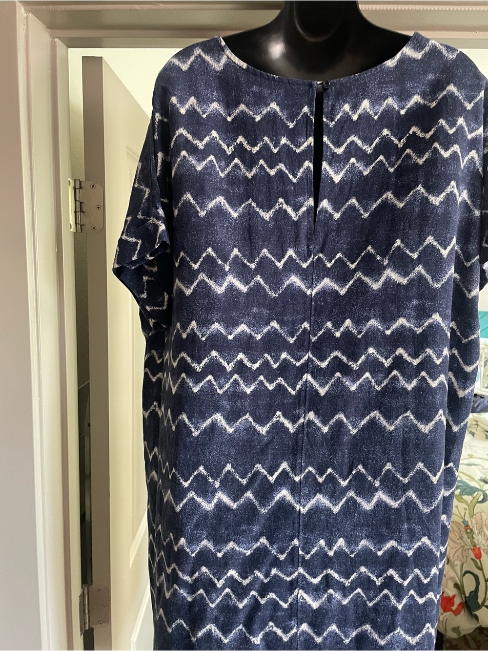 Old Navy Navy and White Zigzag Mini Dress